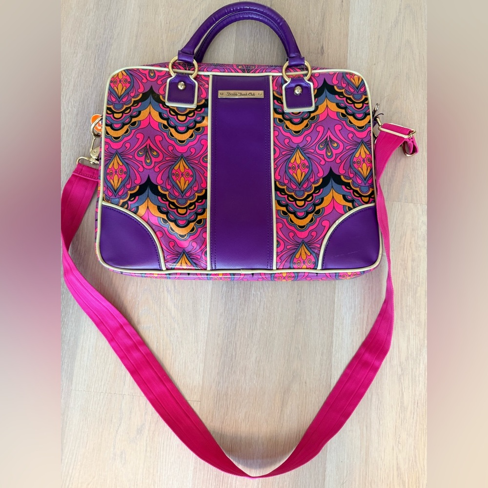 Double Dutch Club New York Laptop / Work Tote – Retro Print & Purple Trim